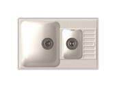 Мойка врезная с крылом GF-QUARZ (Z21К) 74х48см, цвет белый, кварц