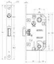 

Замок механический WC 50x8x96x6 ширина штульпа 18 мм, универсальный, c винтами, черный крашенный